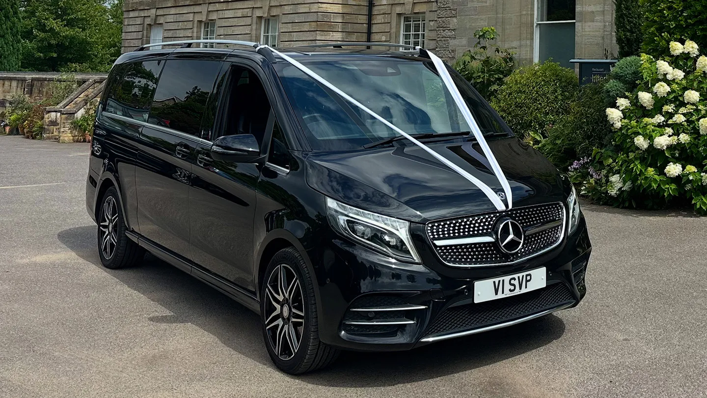 Mercedes V-Class in Black, available for hire