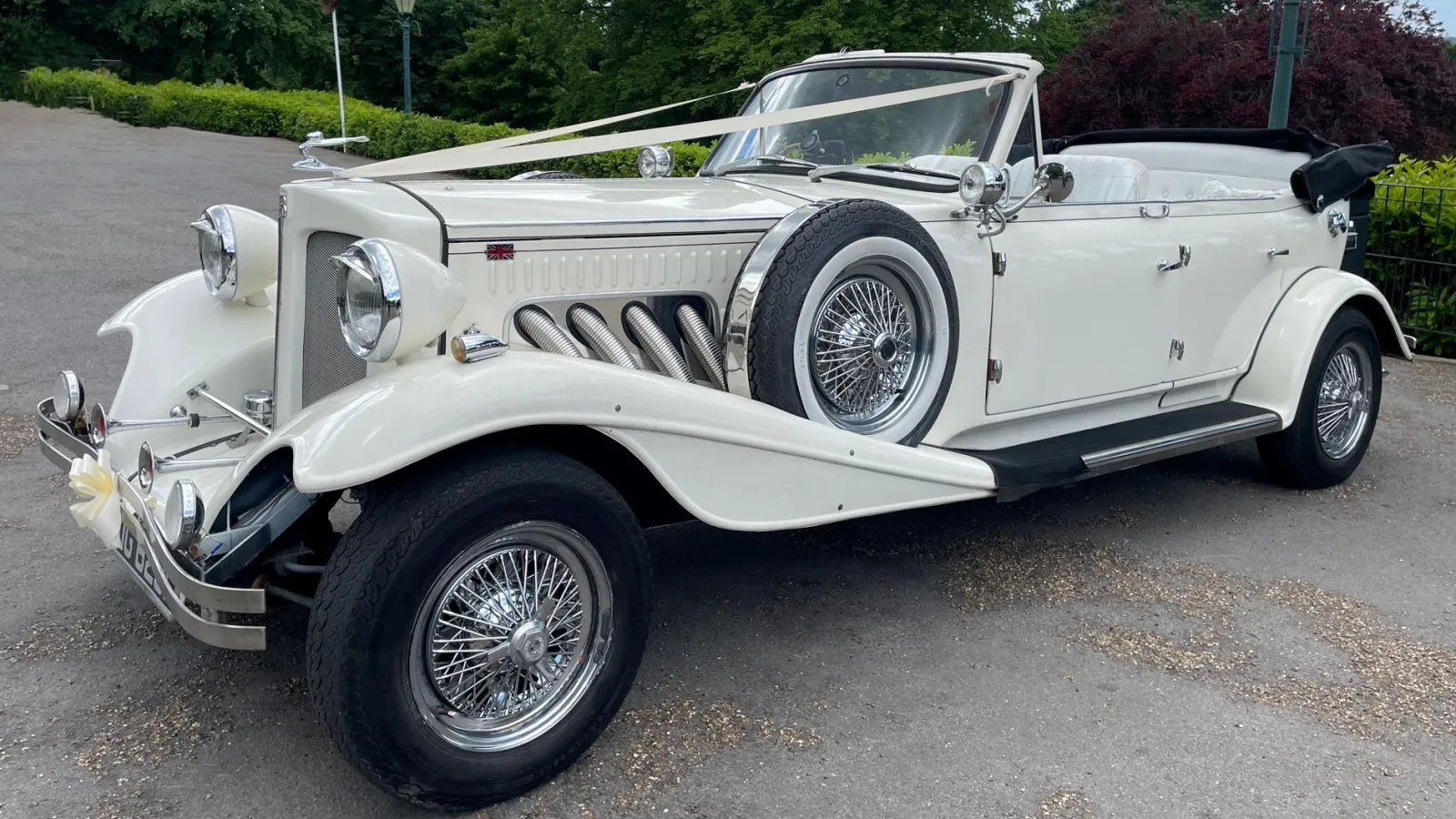 Beauford 4 Door Convertible in White, available for hire